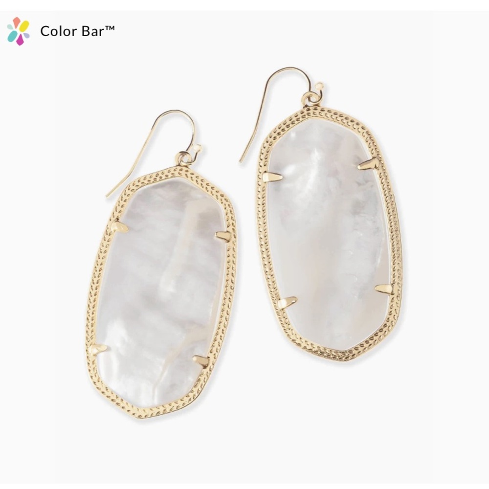 Kendra Scott Danielle Gold Statement Earrings in Ivory Mother-of-Pearl